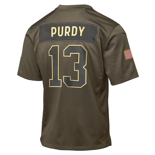 Brock Purdy San Francisco 49ers Nike Youth 2025 Salute to Service Game Jersey - Olive