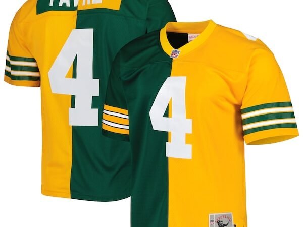 Brett Favre Green Bay Packers 1996 Split Legacy Replica Jersey - Green/Gold