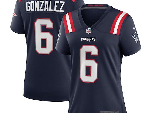 Christian Gonzalez New England Patriots Nike Women's Team Game Jersey -  Navy/Red/White