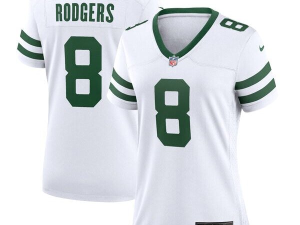 Aaron Rodgers New York Jets Nike Women's Player Jersey - White/Black/Green