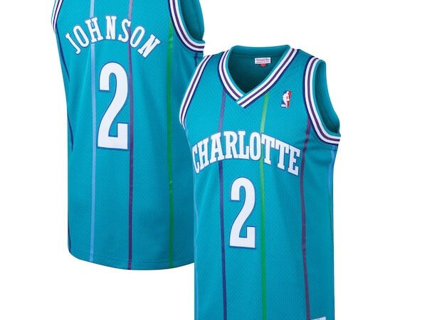 Larry Johnson Charlotte Hornets 1992/93 Hardwood Classics Swingman Jersey - Teal