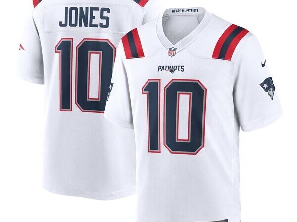 Mac Jones New England Patriots Nike Team Game Jersey - White/Navy