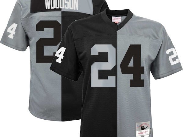 Charles Woodson Las Vegas Raiders Youth Split Legacy Jersey - Black/Silver