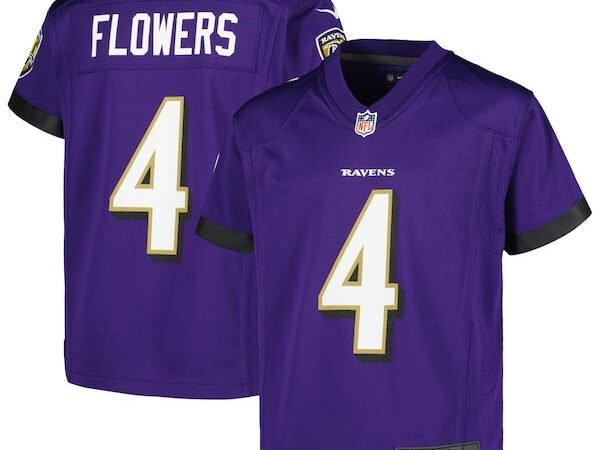 Zay Flowers Baltimore Ravens Nike Youth Game Jersey - Purple
