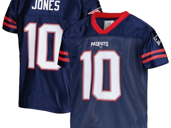 Youth Mac Jones Navy New England Patriots Player Jersey