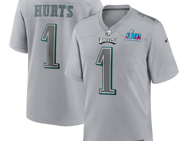 Jalen Hurts Philadelphia Eagles Nike Youth Super Bowl LVII Patch Atmosphere Fashion Game Jersey - Gray