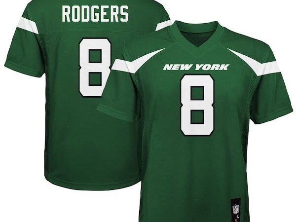 Aaron Rodgers New York Jets Youth Replica Player Jersey - Gotham Green