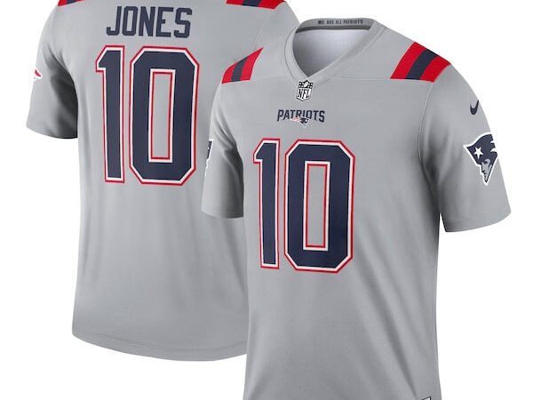 Mac Jones New England Patriots Nike Inverted Legend Jersey - Gray