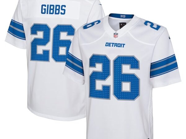 Jahmyr Gibbs Detroit Lions Nike Youth Player Game Jersey - White