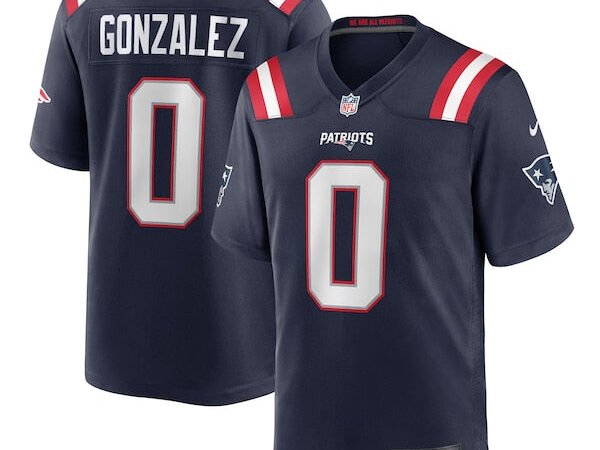 Christian Gonzalez New England Patriots Nike Team Game Jersey -  Navy