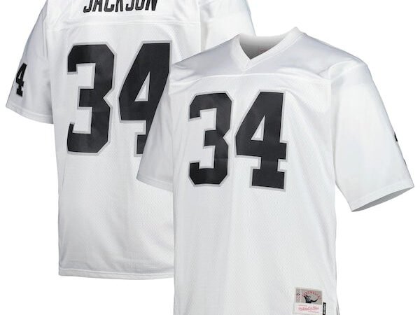 Bo Jackson Las Vegas Raiders Big & Tall 1988 Retired Player Replica Jersey - White/Black