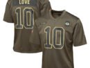 Jordan Love Green Bay Packers Nike Youth 2025 Salute to Service Game Jersey - Olive
