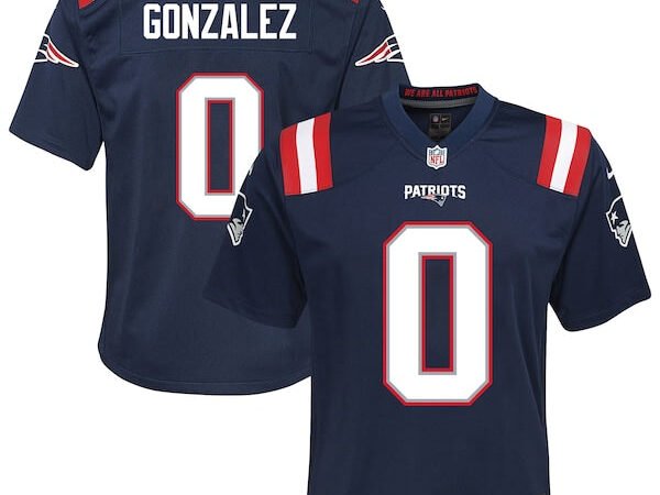 Christian Gonzalez New England Patriots Nike Youth Game Jersey - Navy/Red