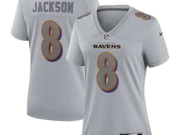 Lamar Jackson Baltimore Ravens Nike Women's Atmosphere Fashion Game Jersey - Gray