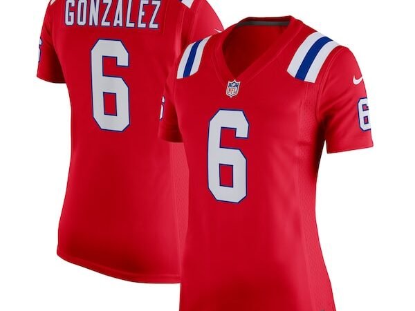 Christian Gonzalez New England Patriots Nike Women's Alternate Team Game Jersey - Red/Navy/White