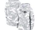 New England Patriots Nike Women's 2024 Salute To Service Club Fleece Pullover Hoodie - Arctic Camo