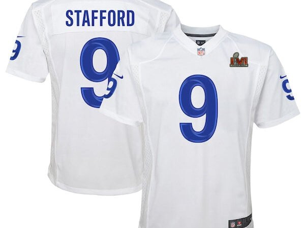 Matthew Stafford Los Angeles Rams Nike Youth Super Bowl LVI Game Patch Jersey - White