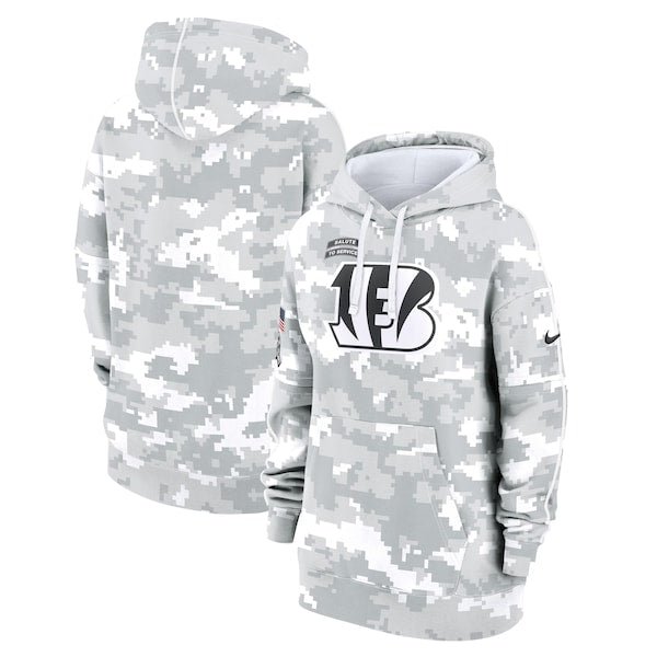 Cincinnati Bengals Nike Women's 2024 Salute To Service Club Fleece Pullover Hoodie - Arctic Camo