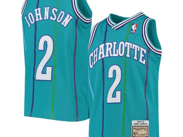 Larry Johnson Charlotte Hornets Youth 1992/93 Hardwood Classics Swingman Jersey - Teal