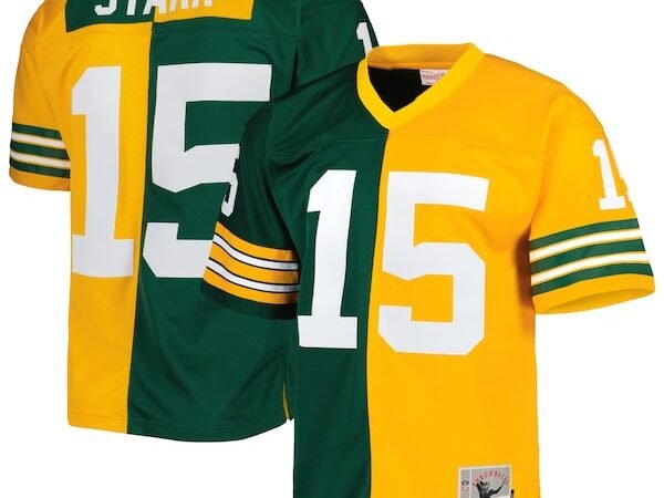 Bart Starr Green Bay Packers 1969 Split Legacy Replica Jersey - Green/Gold