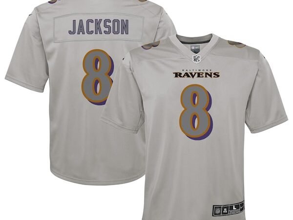 Lamar Jackson Baltimore Ravens Nike Youth Atmosphere Fashion Game Jersey - Gray