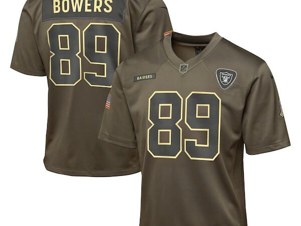 Brock Bowers Las Vegas Raiders Nike Youth 2025 Salute to Service Game Jersey - Olive