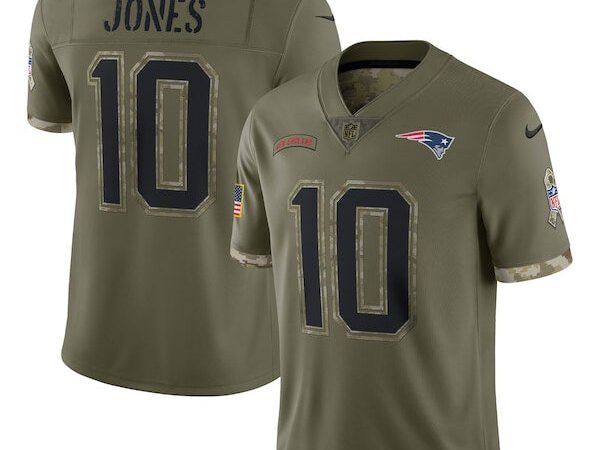 Mac Jones New England Patriots Nike 2022 Salute To Service Limited Jersey - Olive