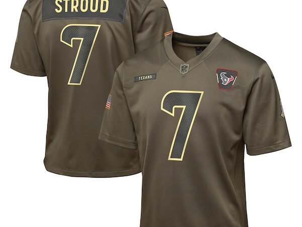 C.J. Stroud Houston Texans Nike Youth 2025 Salute to Service Game Jersey - Olive