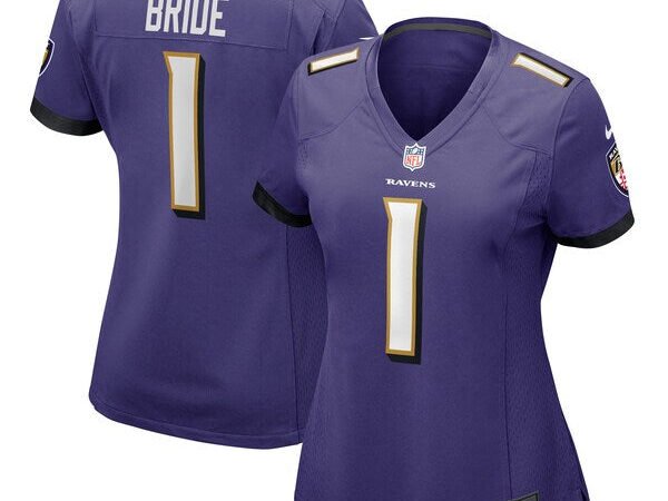 Number 1 Bride Baltimore Ravens Nike Women's Game Jersey - Purple