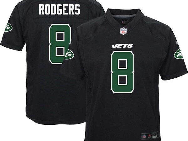 Aaron Rodgers New York Jets Nike Youth Game Jersey - Black/Green/White