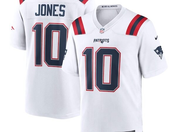Mac Jones New England Patriots Nike Player Game Jersey - White/Navy/Red
