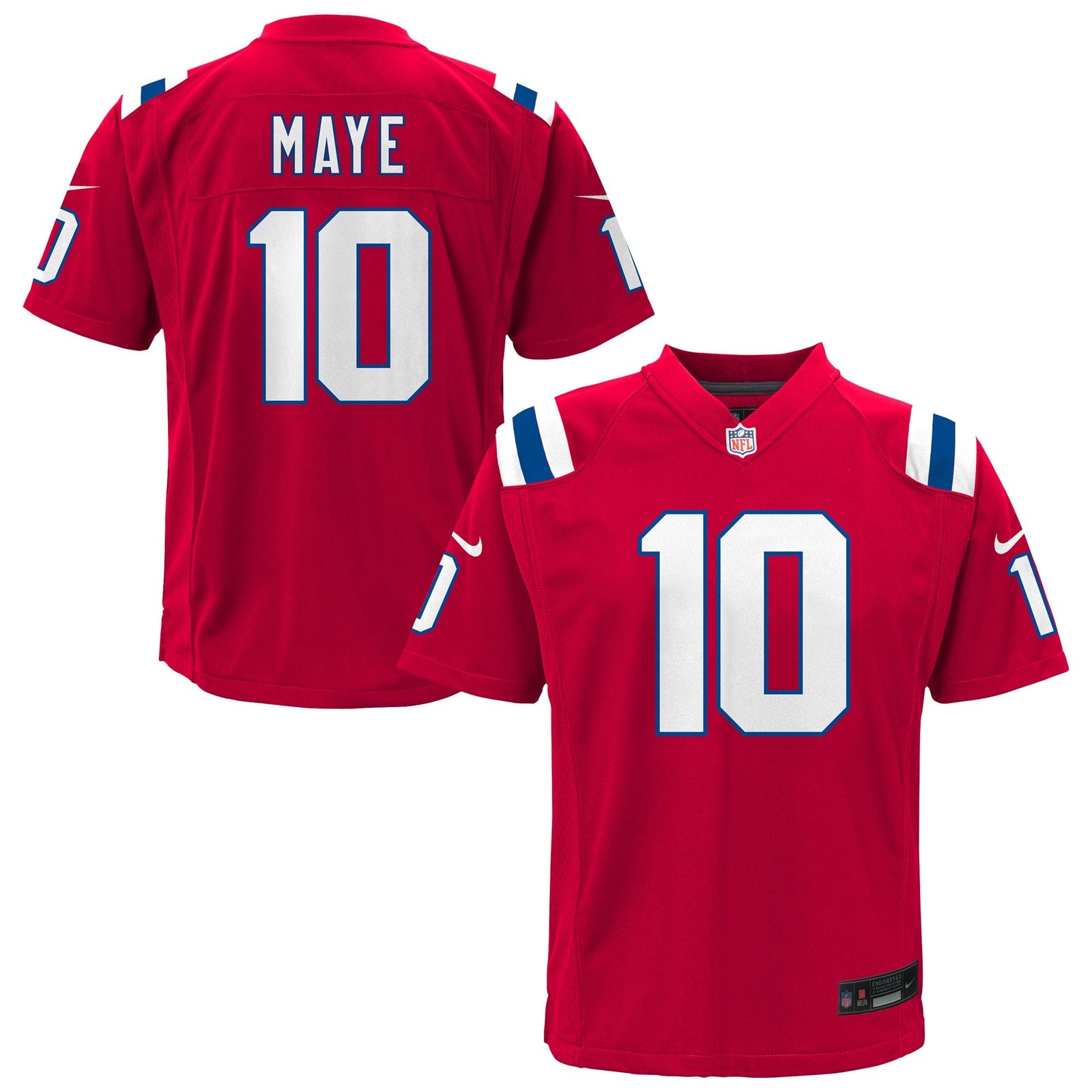 Drake Maye New England Patriots Nike Youth White Game Jersey - White/Red