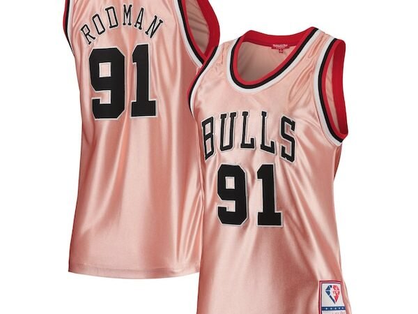 Dennis Rodman Chicago Bulls Women's 75th Anniversary Rose Gold 1997 Swingman Jersey - Pink