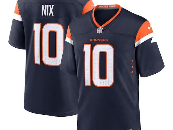 Youth Bo Nix Denver Broncos Nike Alternate Game Jersey - Navy/White