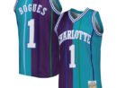 Muggsy Bogues Charlotte Hornets  Hardwood Classics 1992/93 Split Swingman Jersey - Teal/Purple