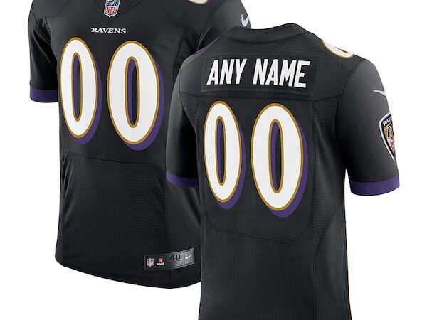 Baltimore Ravens Nike Speed Machine Elite Custom Jersey - Black