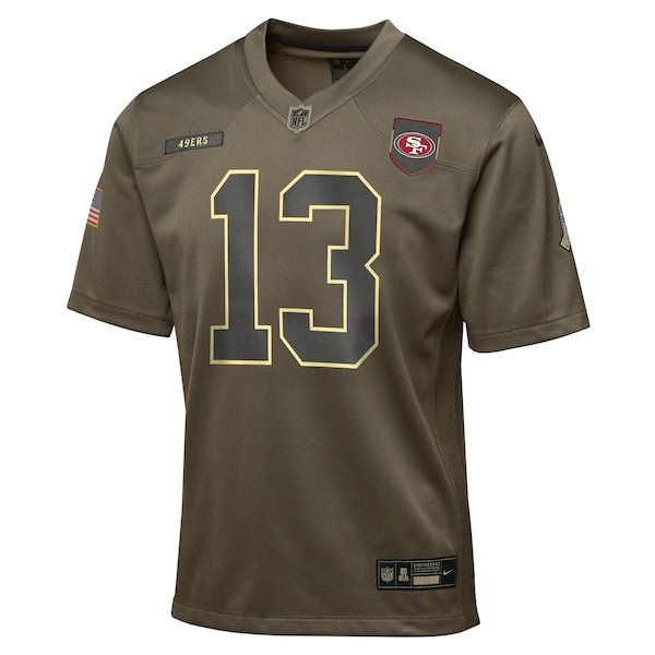 Brock Purdy San Francisco 49ers Nike Youth 2025 Salute to Service Game Jersey - Olive