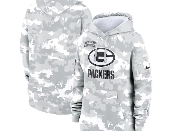 Green Bay Packers Nike Women's 2024 Salute To Service Club Fleece Pullover Hoodie - Arctic Camo