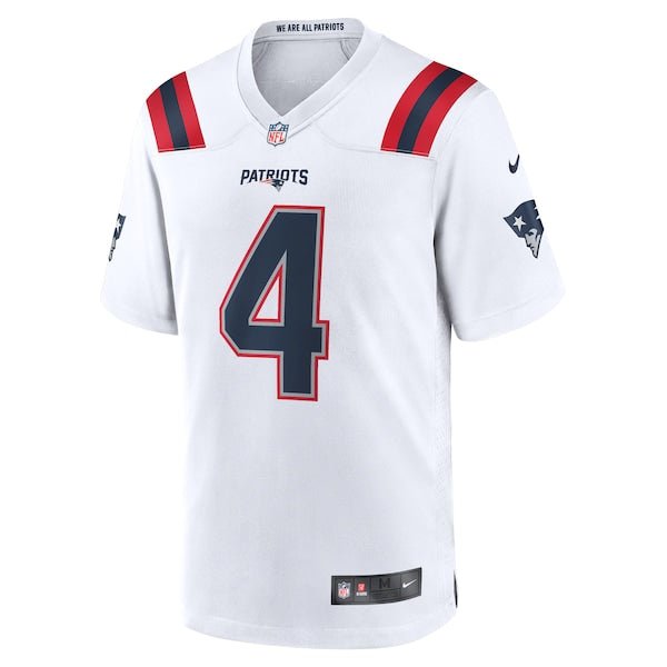 Bailey Zappe New England Patriots Nike Game Player Jersey - White/Navy/Red