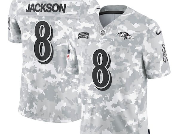 Lamar Jackson Baltimore Ravens Nike 2024 Salute to Service Limited Jersey - Arctic Camo