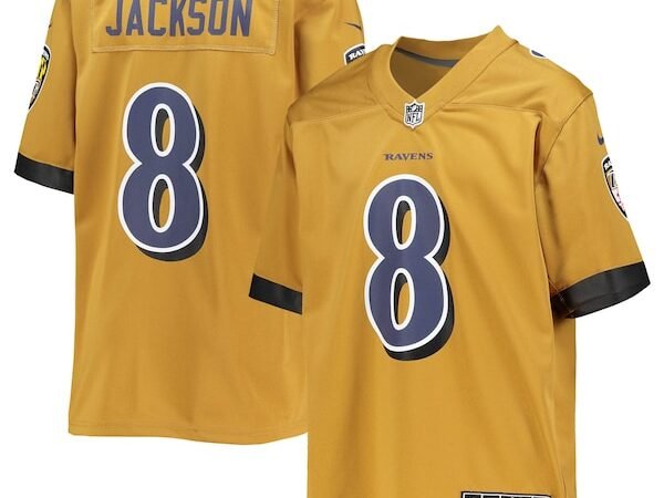 Lamar Jackson Baltimore Ravens Nike Youth Inverted Team Game Jersey - Gold