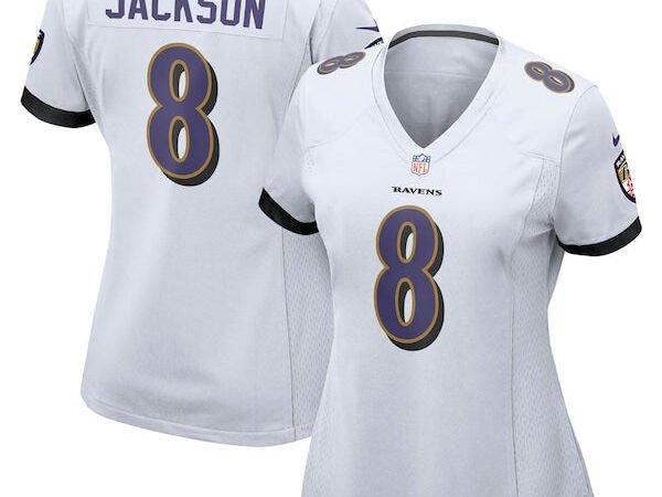 Lamar Jackson Baltimore Ravens Nike Women's Game Jersey - White/Black/Purple