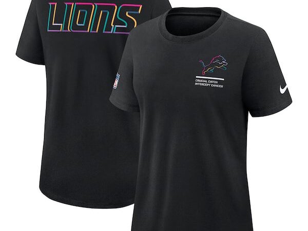 Detroit Lions Nike Women's 2025 NFL Crucial Catch Tri-Blend Dri-FIT T-Shirt - Black