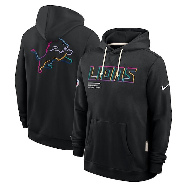 Detroit Lions Nike Tall 2025 NFL Crucial Catch Sideline Standard Issue Dri-FIT Hoodie - Black