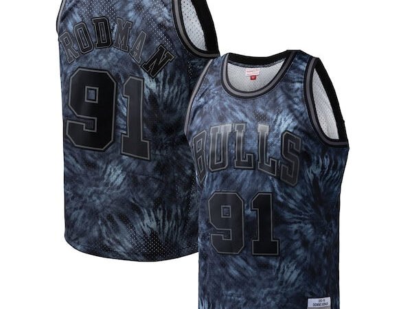 Dennis Rodman Chicago Bulls Hardwood Classics 1995/96 Tie-Dye Swingman Jersey - Black