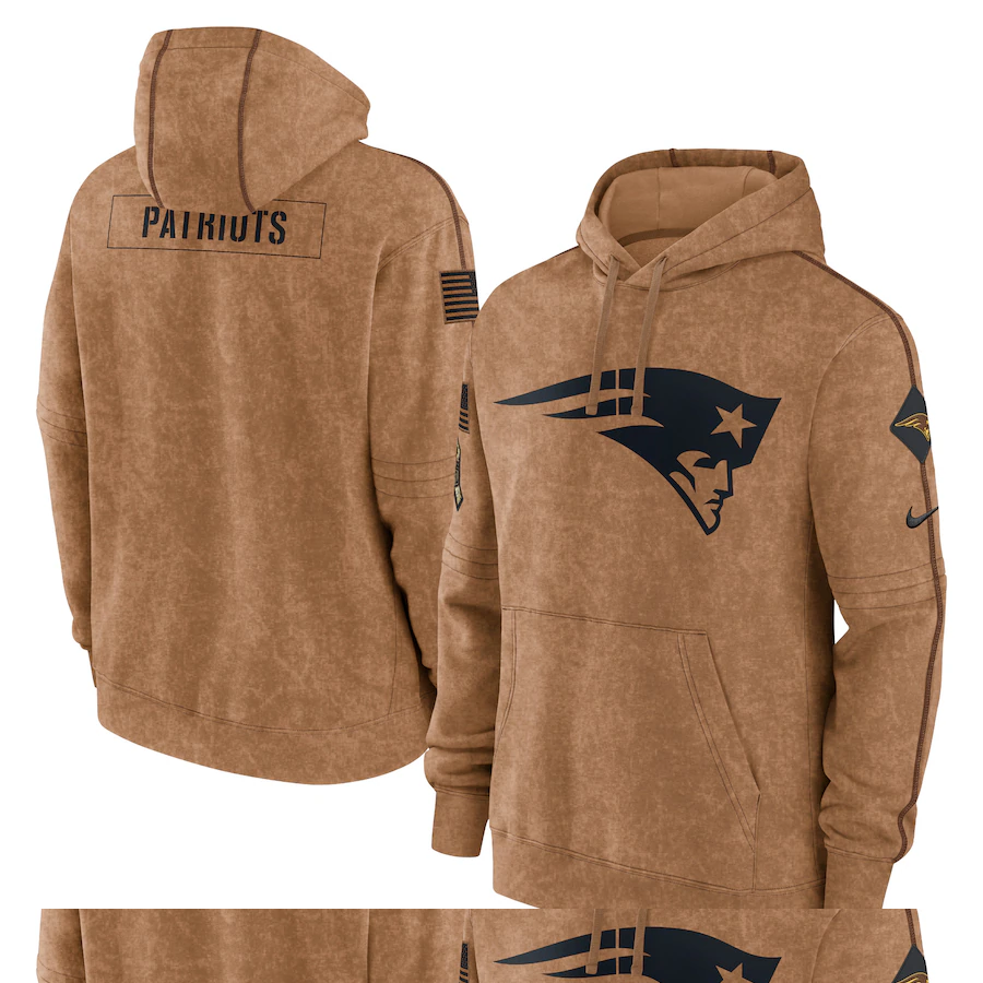 New England Patriots Men's Nike Brown 2023 Salute To Service Club Pullover Hoodie