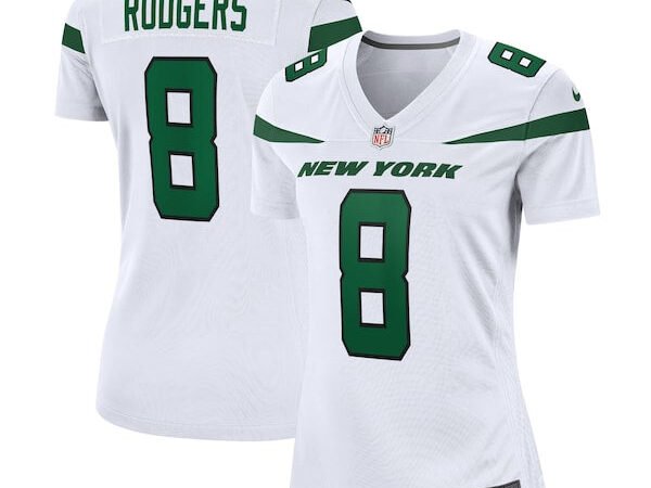 Aaron Rodgers New York Jets Nike Women's Player Jersey - White/Black/Green