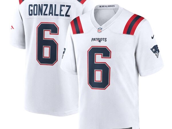Christian Gonzalez New England Patriots Nike  Game Jersey -  White/Navy/Red