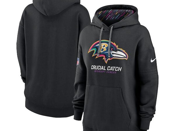 Baltimore Ravens Nike Women's 2024 NFL Crucial Catch Club Pullover Hoodie - Black