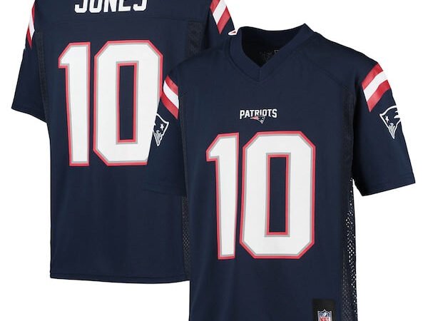 Mac Jones New England Patriots Youth Replica Player Jersey - Navy